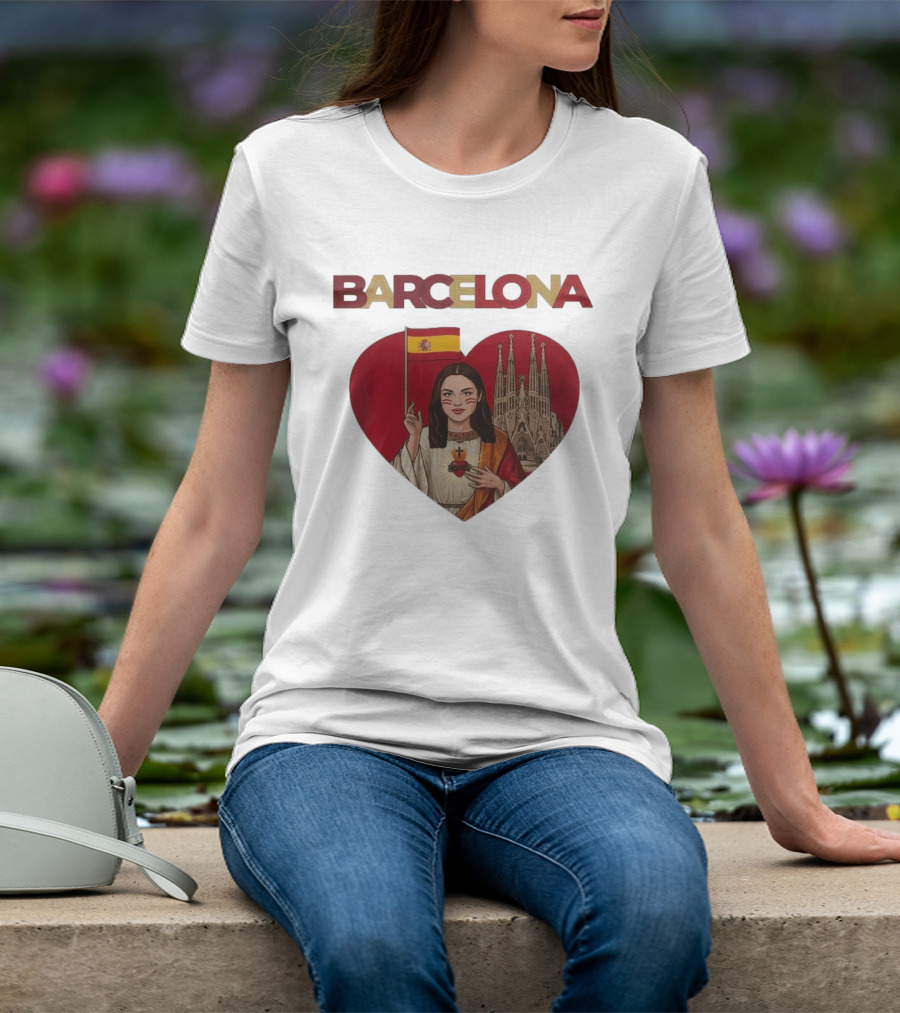 Barcelona Heart Flag Sagrada Familia Olivia Rodrigo Collaboration T-Shirt