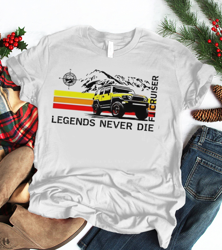 FJ Cruiser Legends Never Die Mountain Compass Sunset Adventure T-Shirt