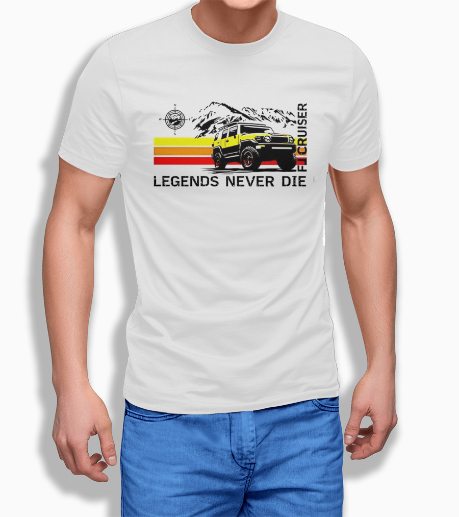 FJ Cruiser Legends Never Die Mountain Compass Sunset Adventure T-Shirt