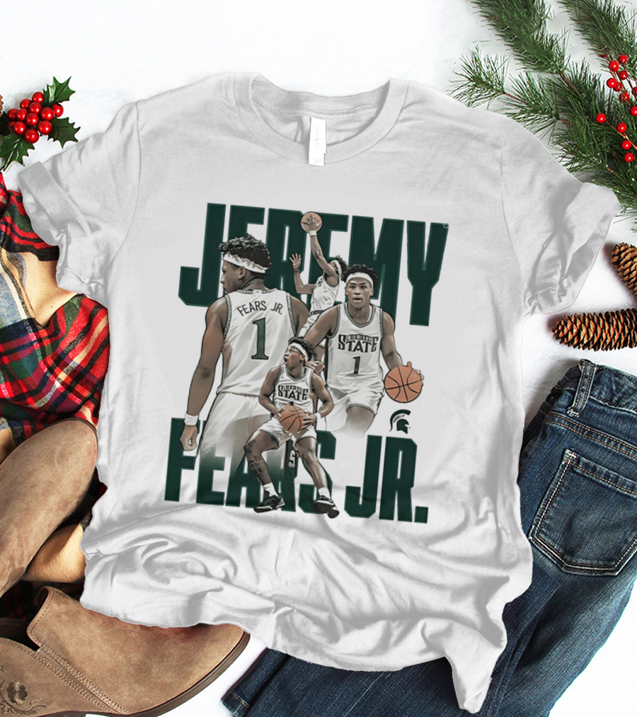 Jeremy Fears Jr Michigan State Spartans Basketball Player Collage T-Shirt