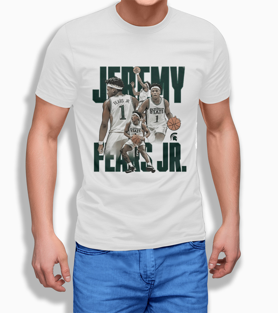Jeremy Fears Jr Michigan State Spartans Basketball Player Collage T-Shirt