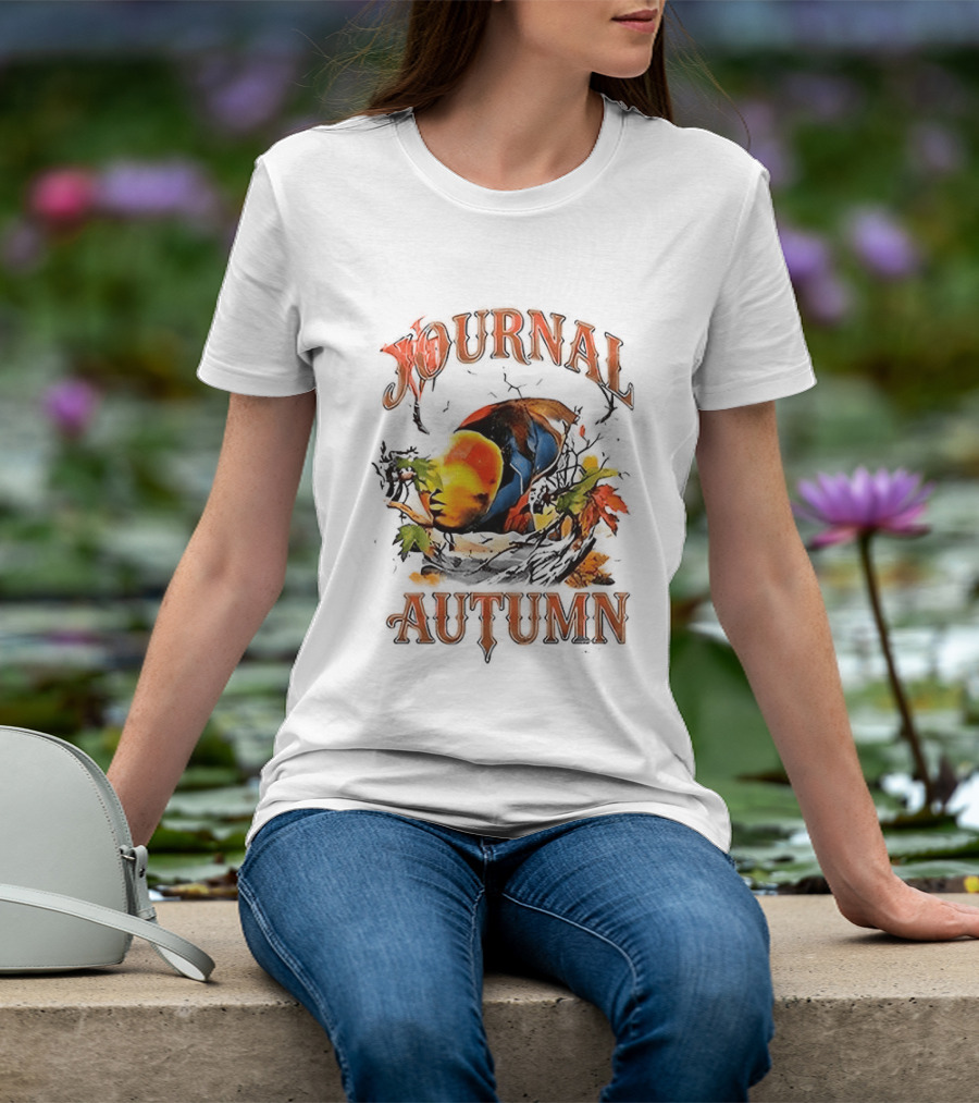 Journal Autumn Colorful Bird And Leaves T-Shirt