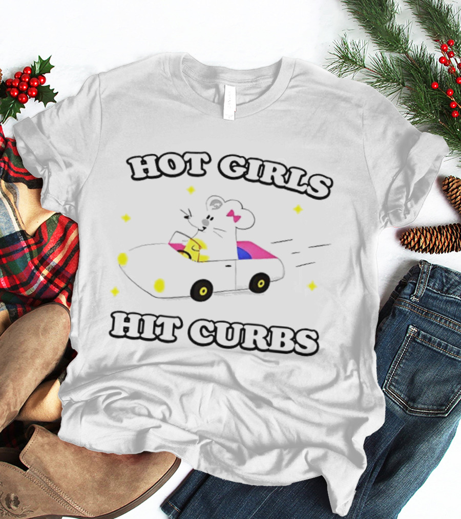 Hot Girls Hit Curbs Rat In Car With Pink Details T-Shirt