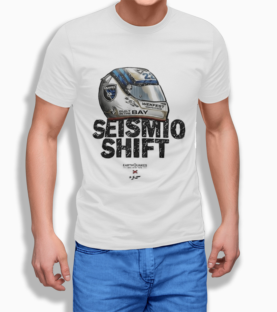 Seismic Shift San Jose Earthquakes Wekfest Helmet Built In The Bay T-Shirt
