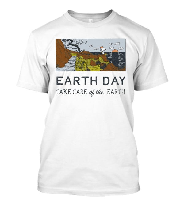 Earth Day Snoopy Woodstock Take Care Of The Earth Sunset Scene T-Shirt