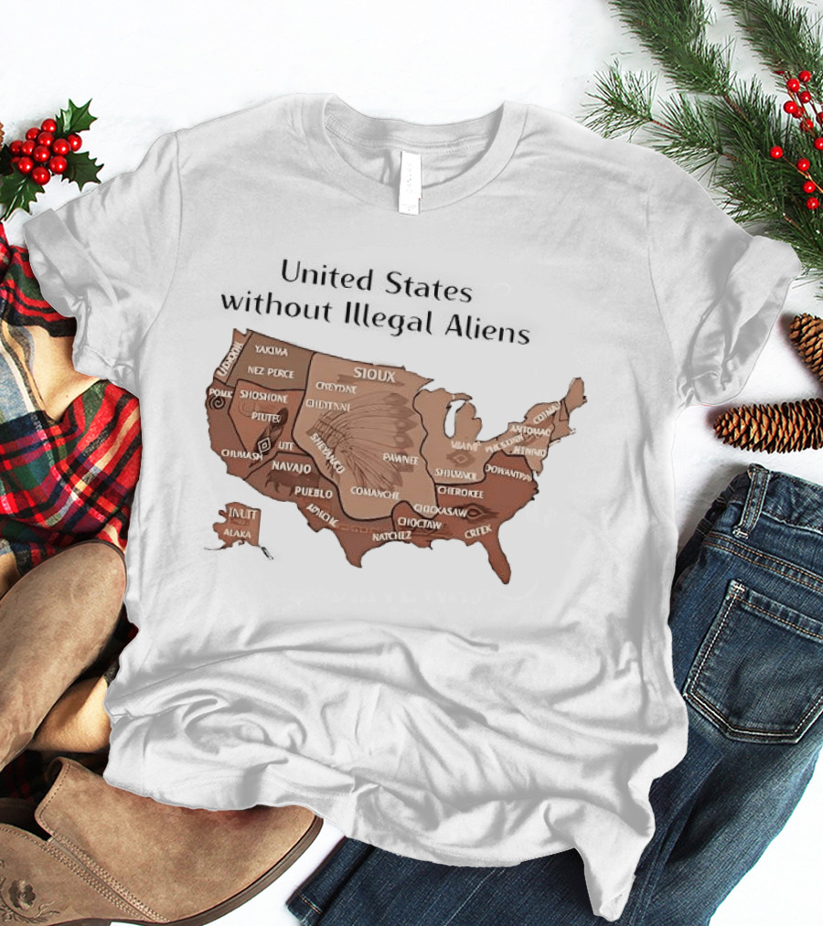 United States Map Featuring Native Tribes And Nations T-Shirt