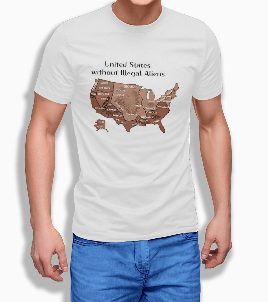 United States Map Featuring Native Tribes And Nations T-Shirt