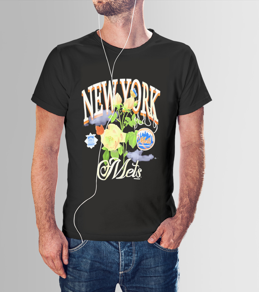 New York Mets Floral Baseball Mets T-Shirt