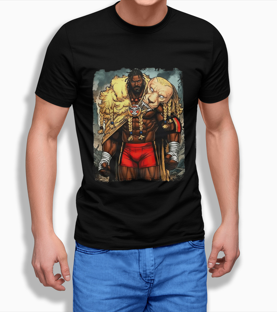 Oba Femi Lion's Strength WWE Red Shorts Fierce Warrior Costume T-Shirt