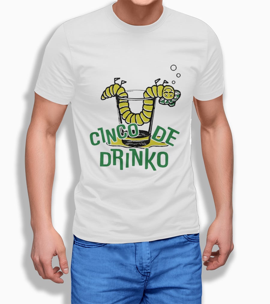 Cinco De Drinko Tequila Worm Drink Glass Bubbles T-Shirt