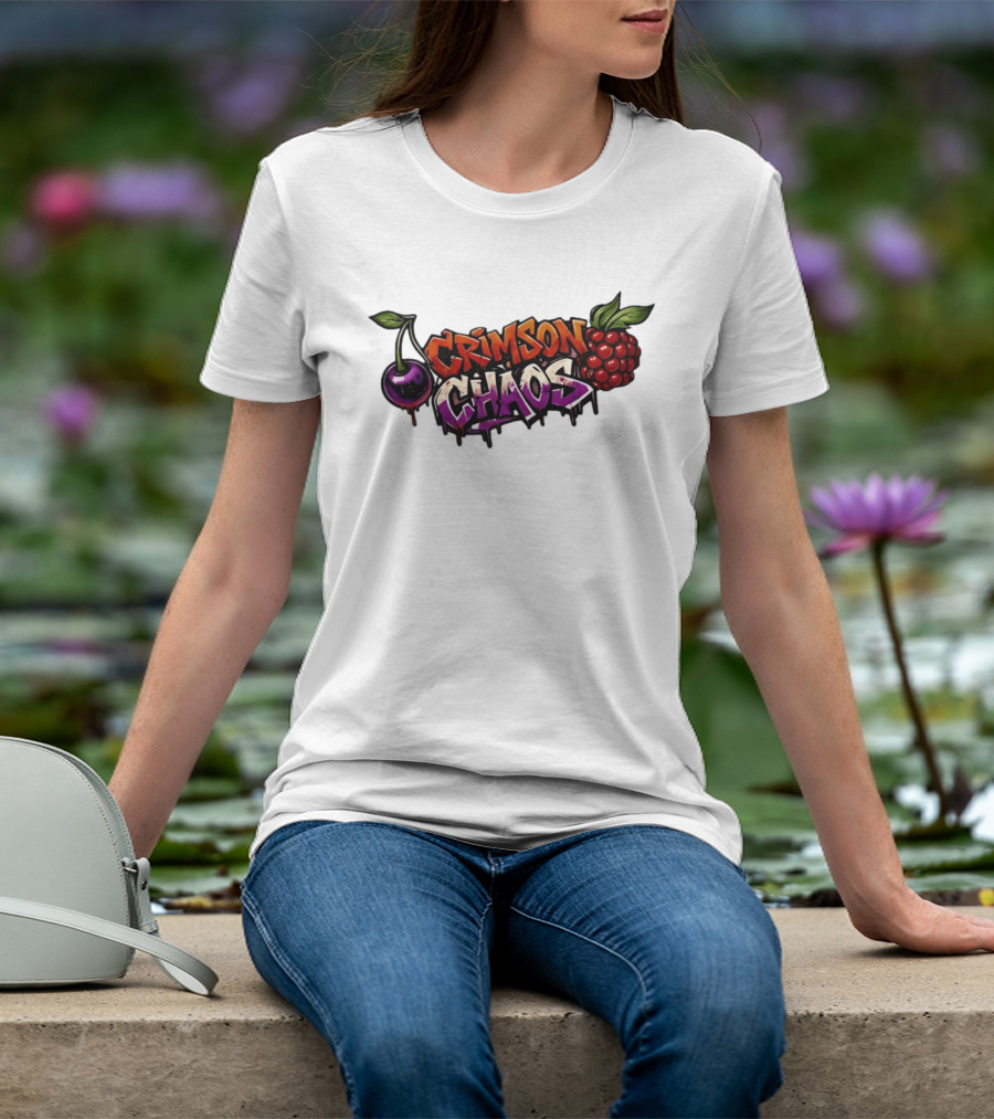 Crimson Chaos Fruits Cherry And Raspberry Graffiti T-Shirt