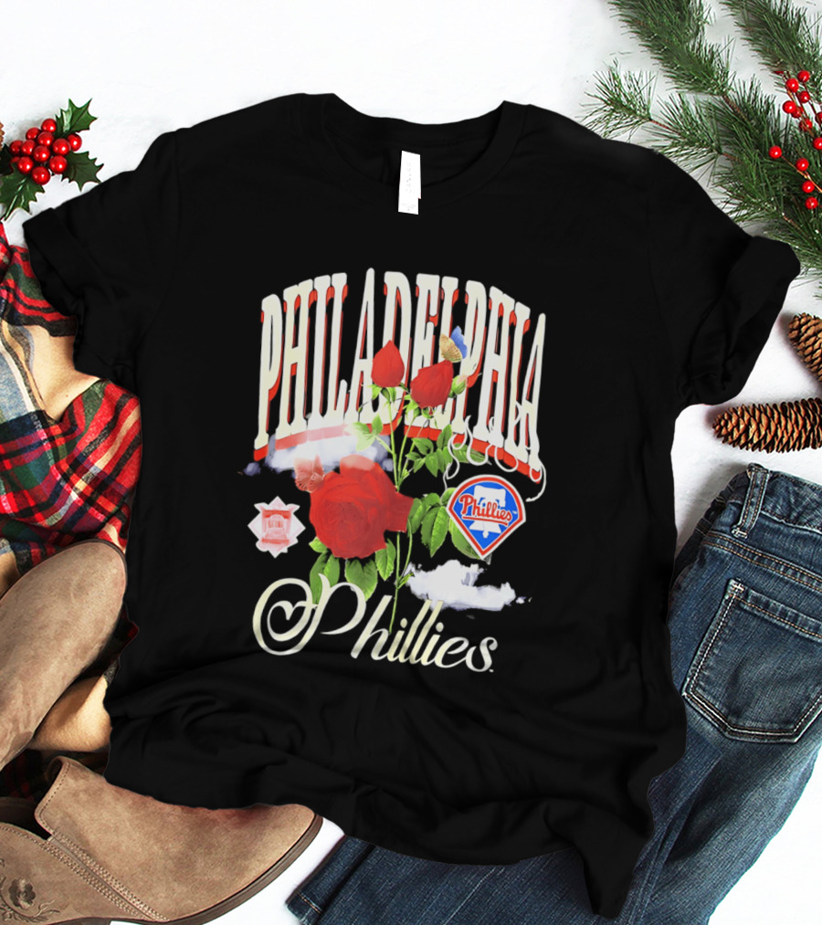 Philadelphia Phillies Roses And Clouds Vintage MLB Fan T-Shirt