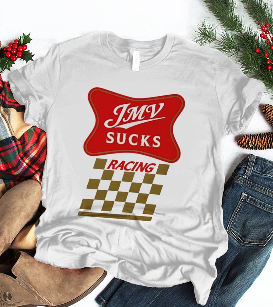JMV Sucks Racing Checkered Flag Red And White T-Shirt