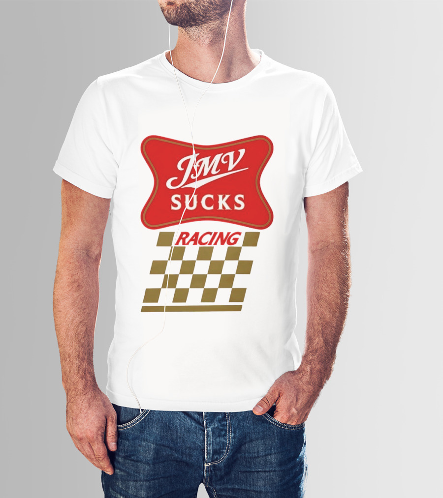JMV Sucks Racing Checkered Flag Red And White T-Shirt