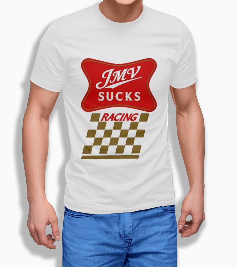 JMV Sucks Racing Checkered Flag Red And White T-Shirt