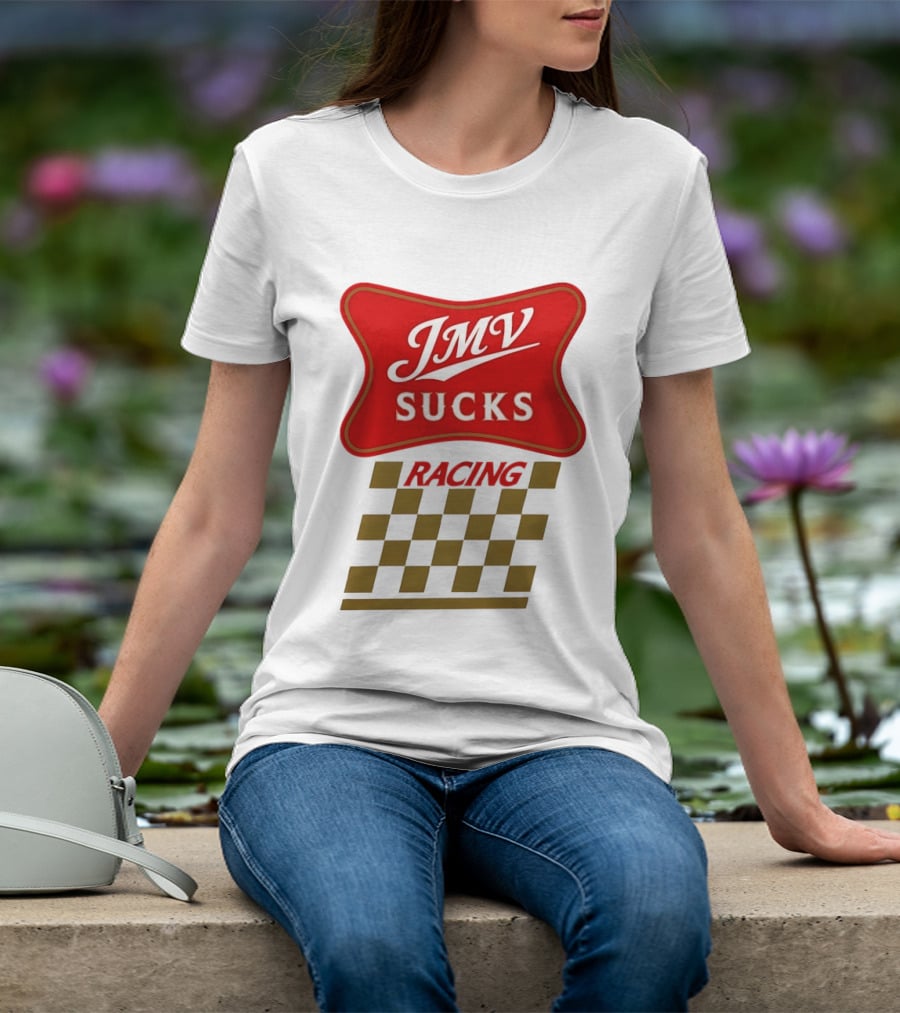 JMV Sucks Racing Checkered Flag Red And White T-Shirt