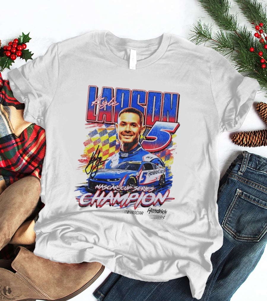 Kyle Larson NASCAR Cup Series Champion Number 5 Hendrick Motorsports Signature T-Shirt