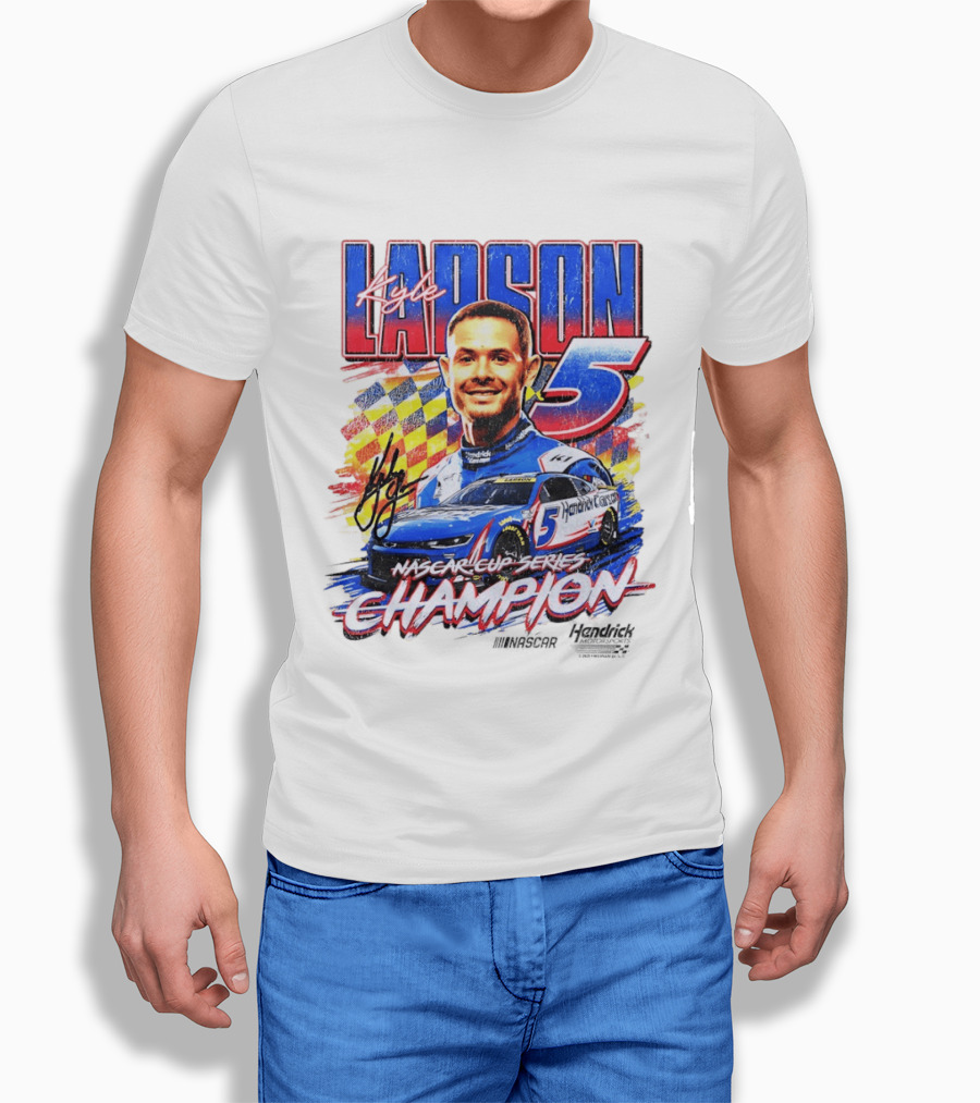 Kyle Larson NASCAR Cup Series Champion Number 5 Hendrick Motorsports Signature T-Shirt