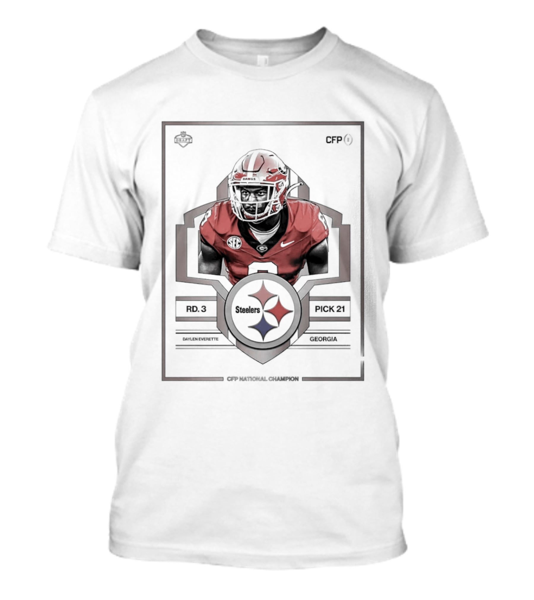 Pittsburgh Steelers Pick No. 8 Georgia Daylen Everette 2026 Draft T-Shirt
