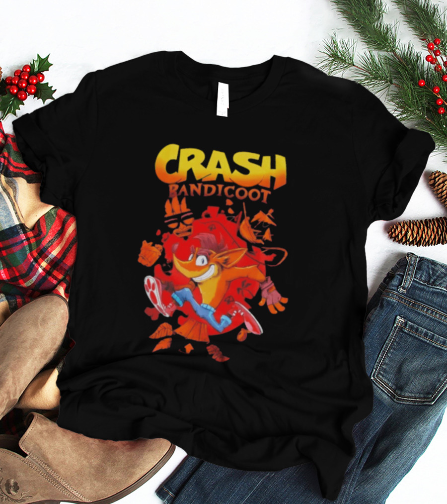 Crash Bandicoot Cartoon Classic Character Action Adventure T-Shirt