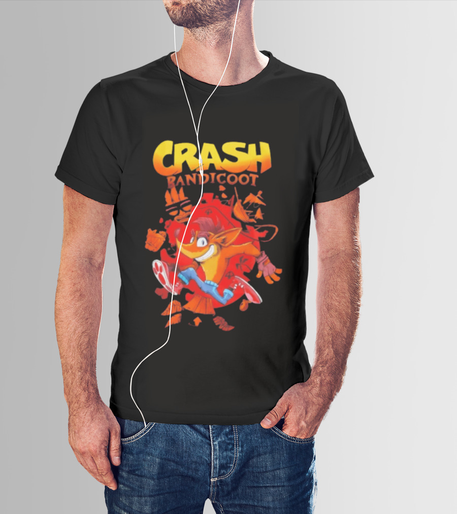 Crash Bandicoot Cartoon Classic Character Action Adventure T-Shirt