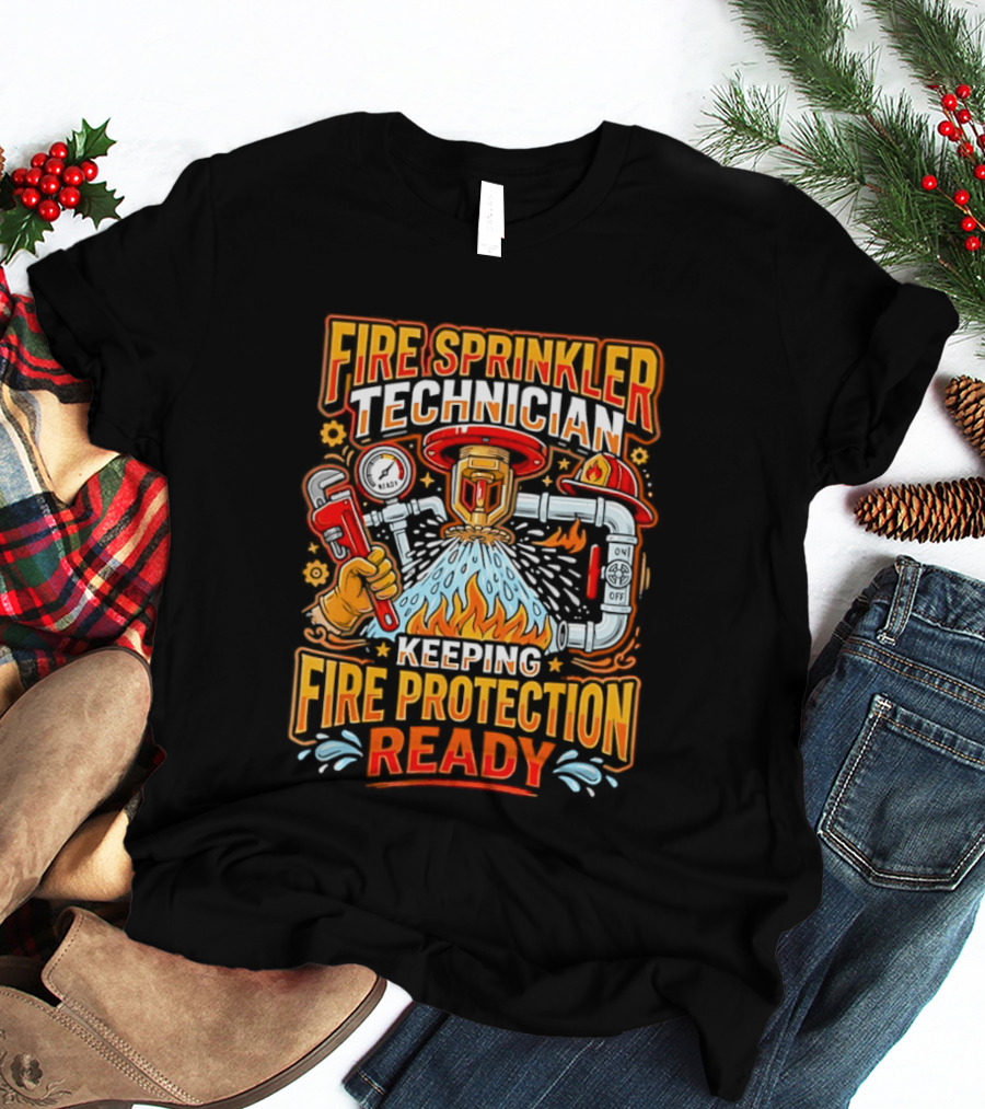 Fire Sprinkler Technician Keeping Fire Protection Ready T-Shirt