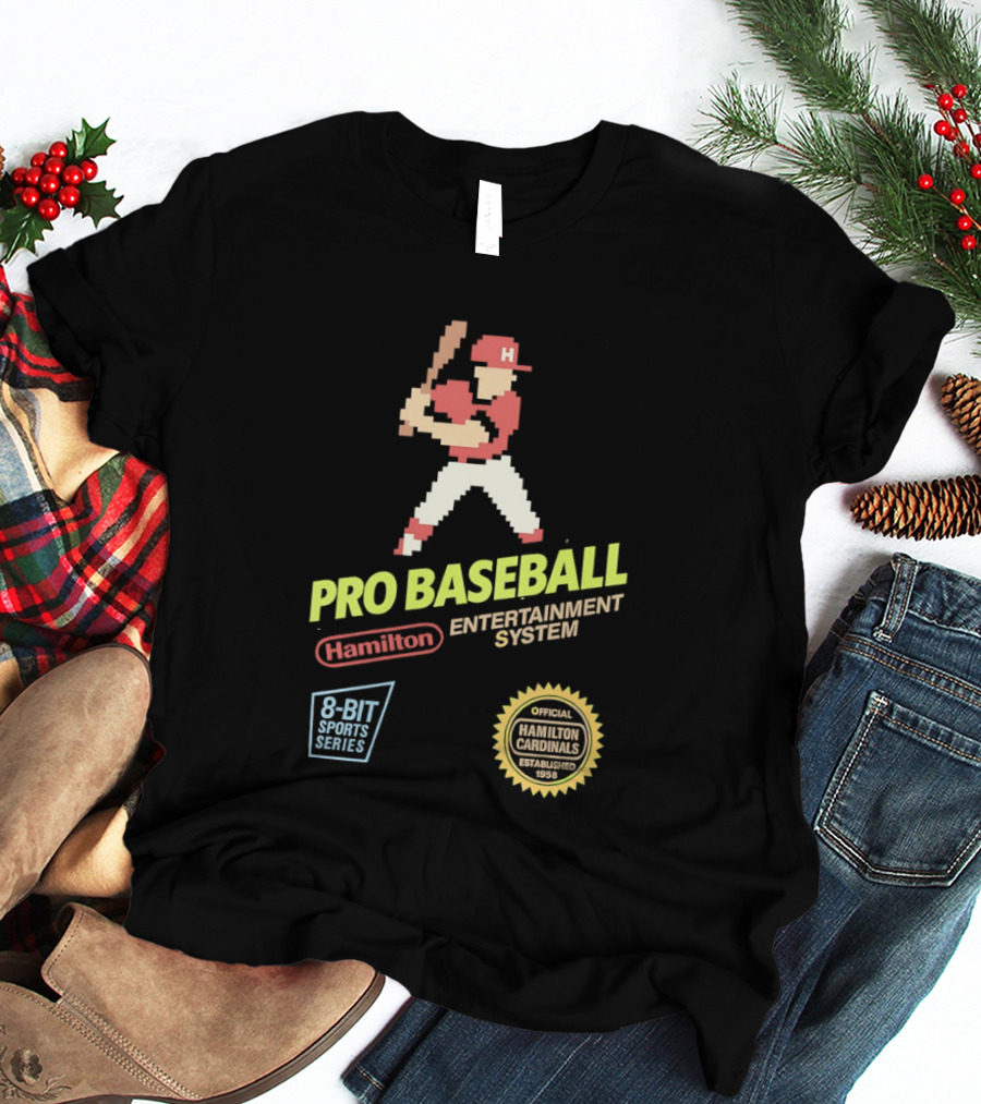 Hamilton Cardinals 8 Bit Nintendo Licensed Pro Baseball Players T-Shirt