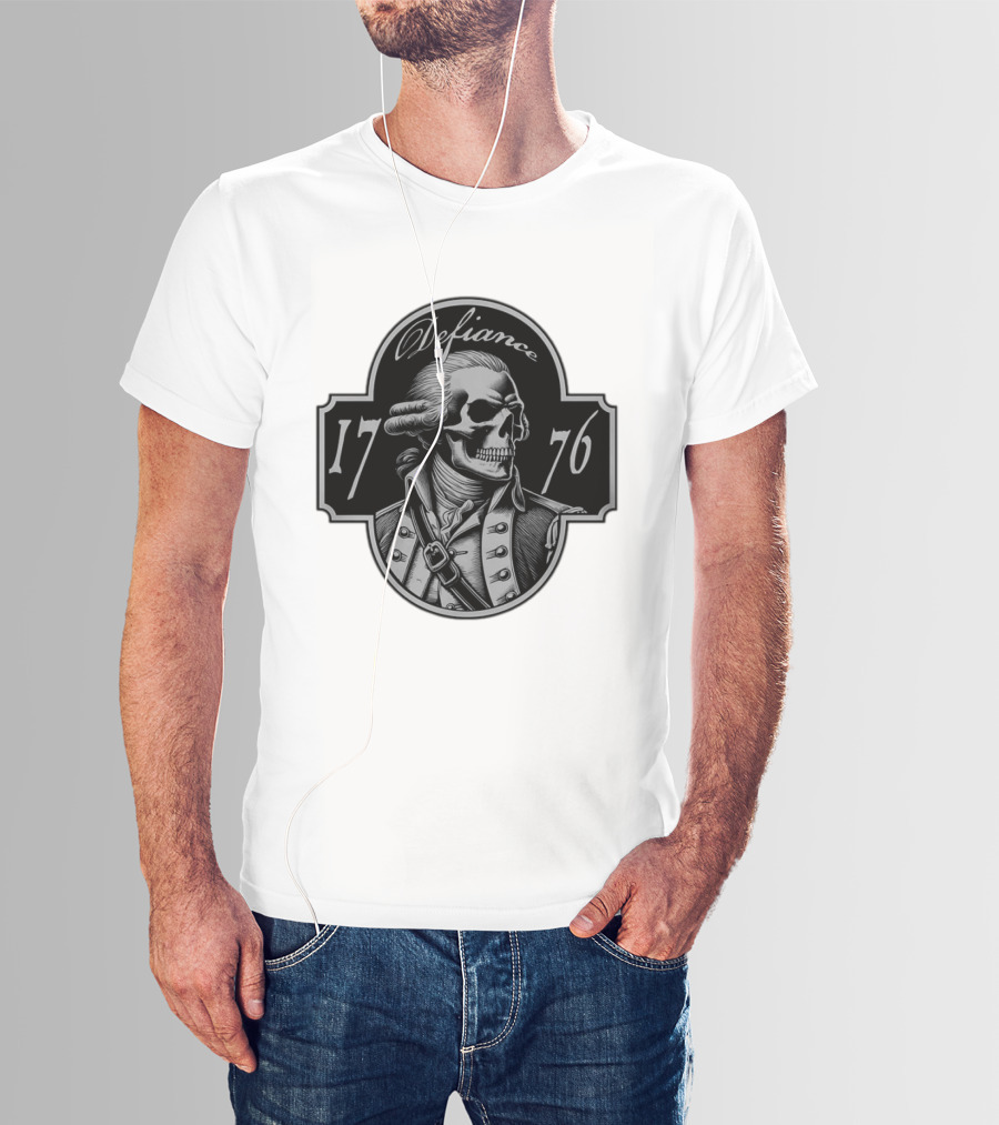 Defiance 1776 George Washington Skeleton Patriotic T-Shirt
