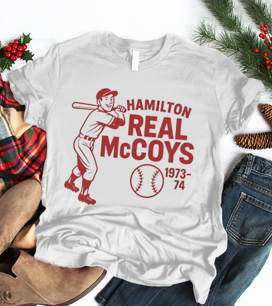 Hamilton Real McCoys Baseball 1973 1974 Retro Player T-Shirt