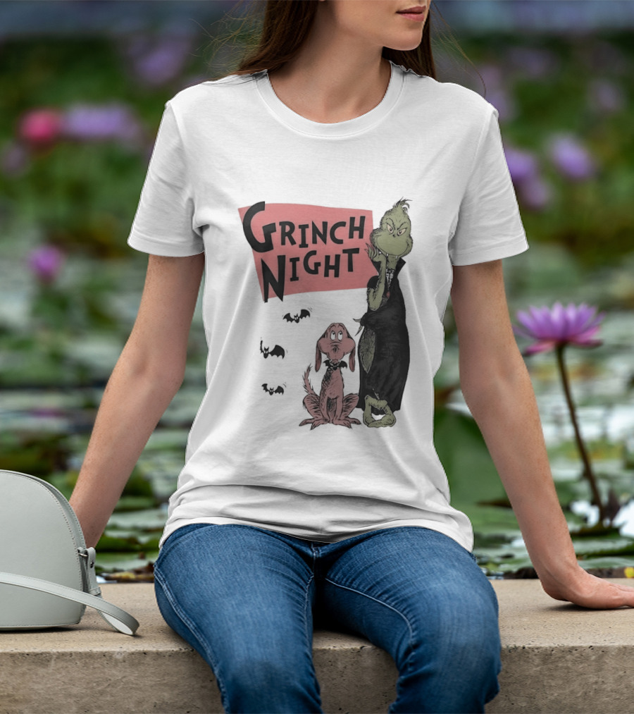 Grinch And Max Halloween Night Spooky Scene T-Shirt