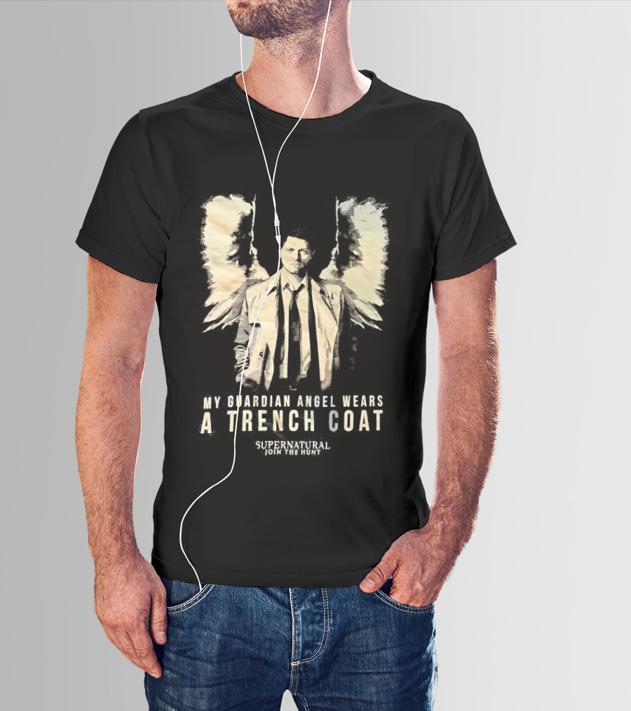 Castiel Guardian Angel Wears Trench Coat Supernatural Join The Hunt T-Shirt