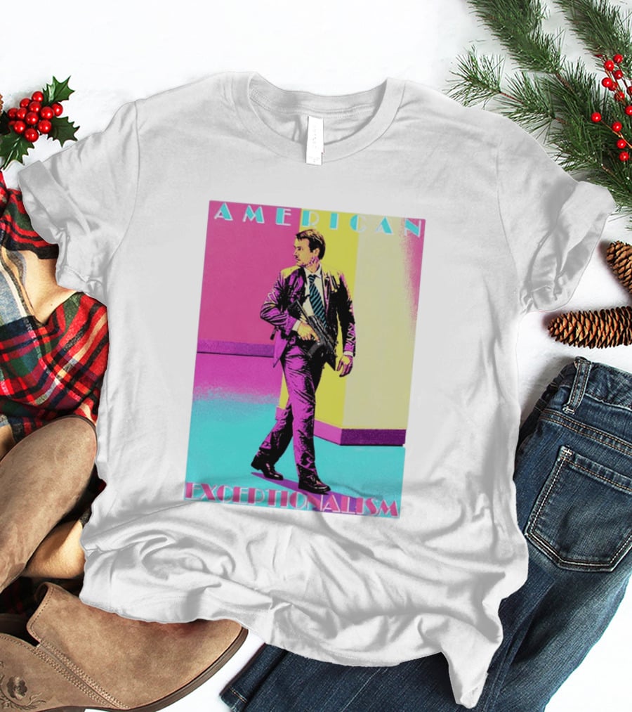 American Exceptionalism Retro Pop Art Style Man With Gun T-Shirt