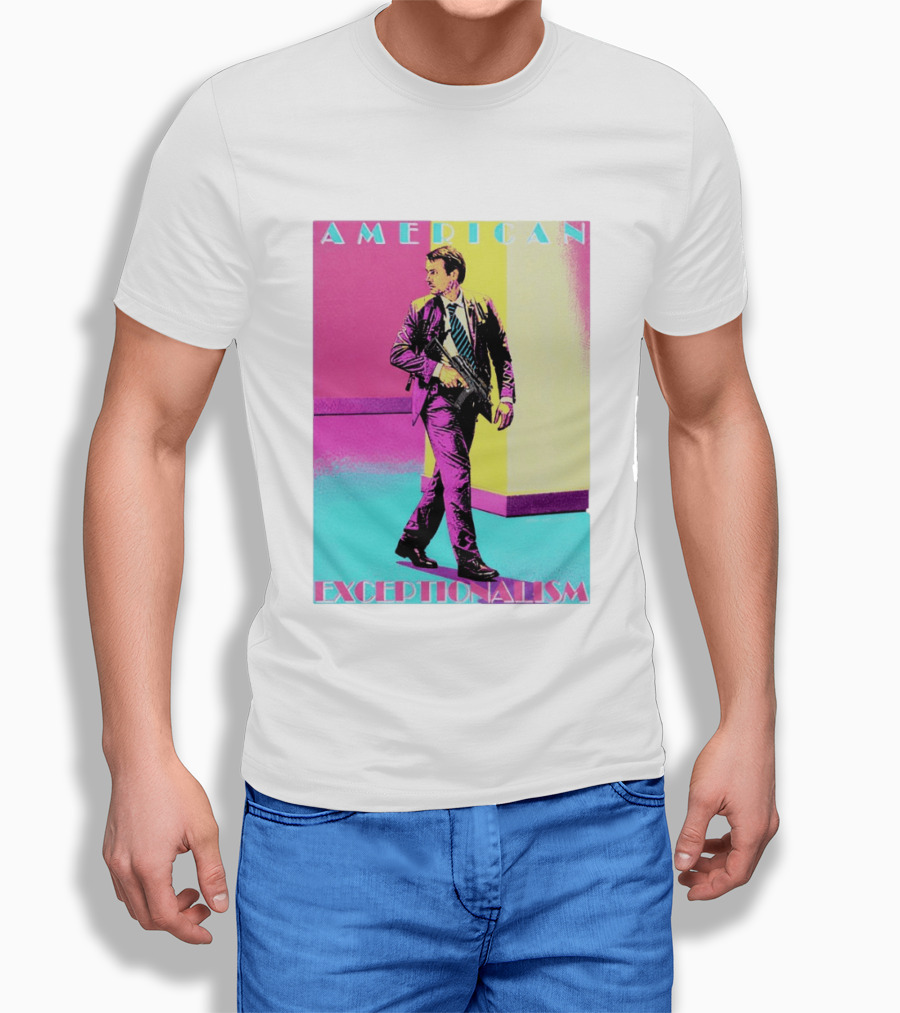 American Exceptionalism Retro Pop Art Style Man With Gun T-Shirt
