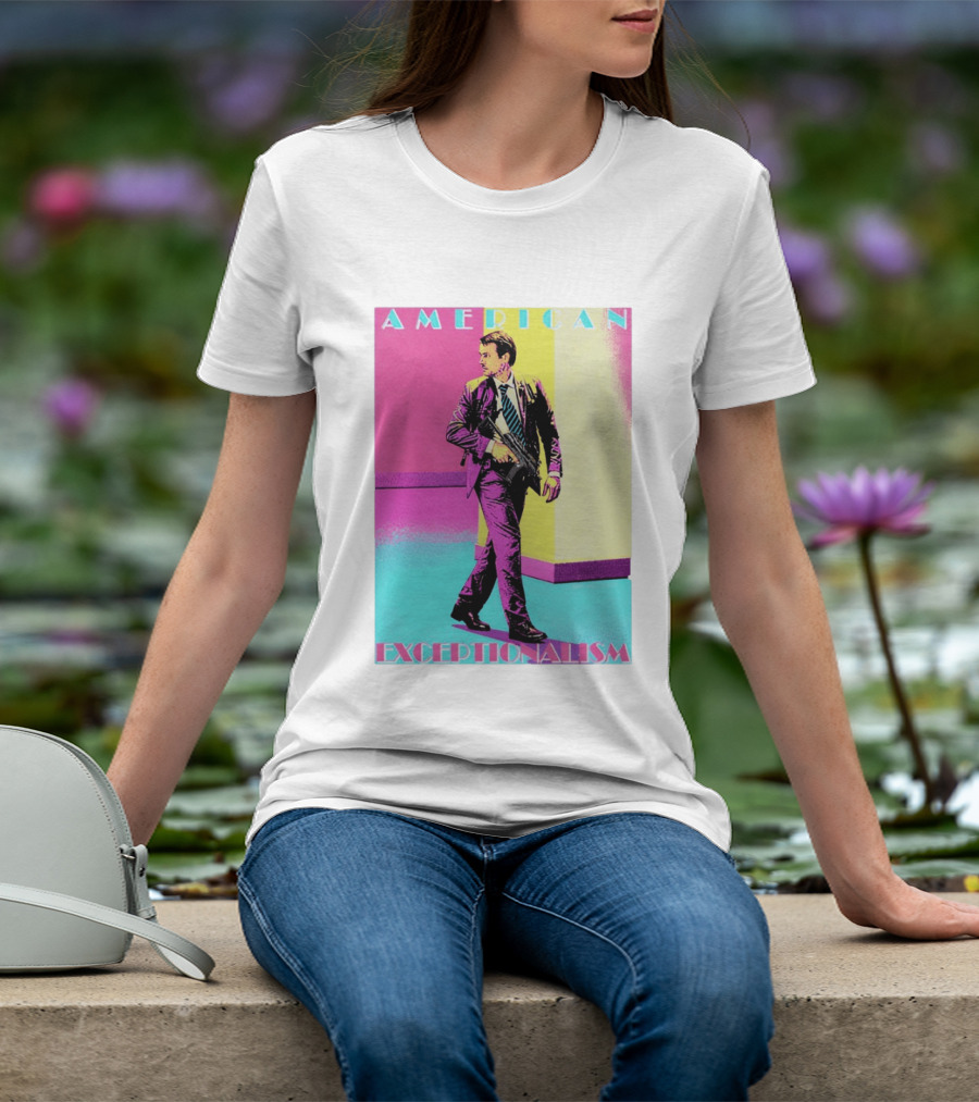 American Exceptionalism Retro Pop Art Style Man With Gun T-Shirt