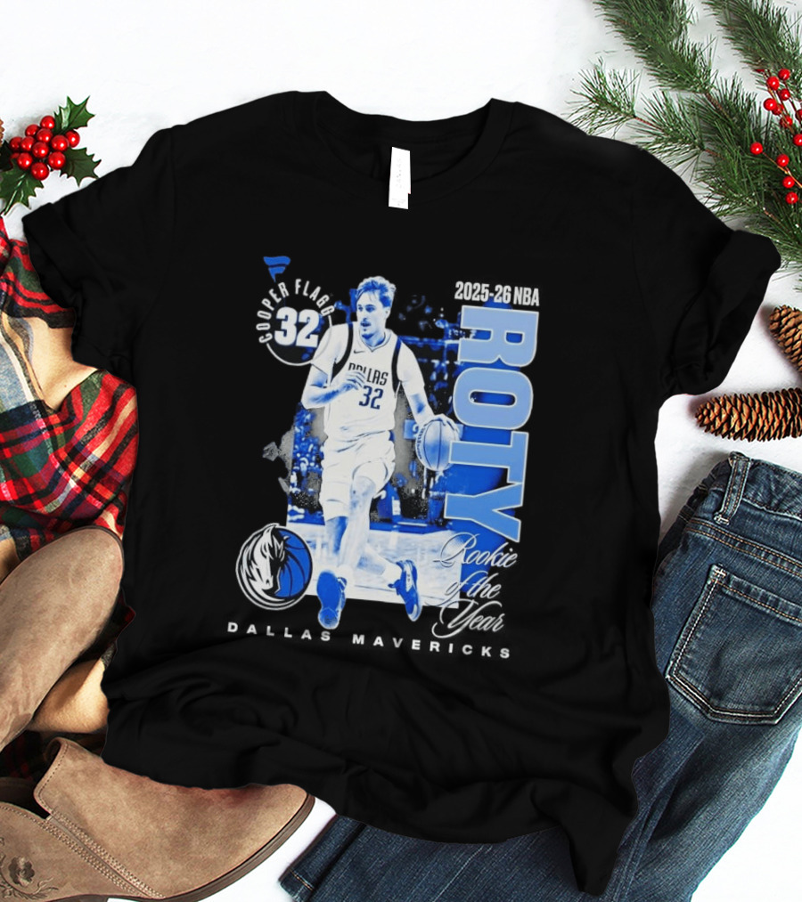 Cooper Flagg Dallas Mavericks 2025 26 NBA ROTY Rookie Of The Year 32 T-Shirt