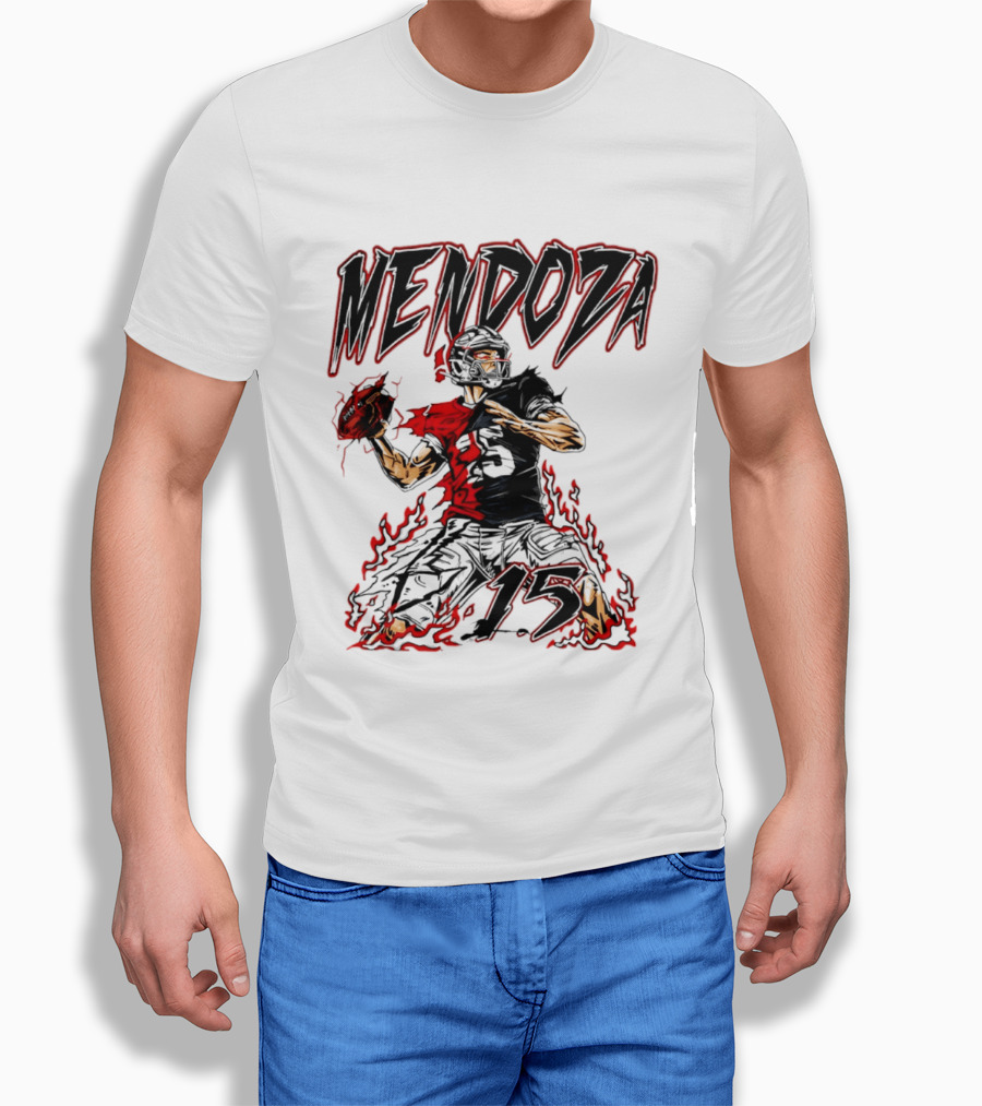 Fernando Mendoza Raiders 15 Hand Drawn Football Athlete T-Shirt