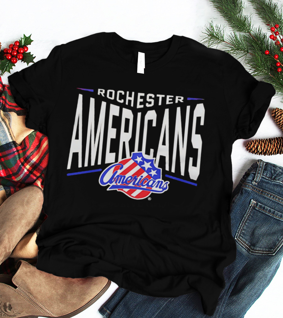 Rochester Americans Team Logo Stars Stripes NHL AHL T-Shirt