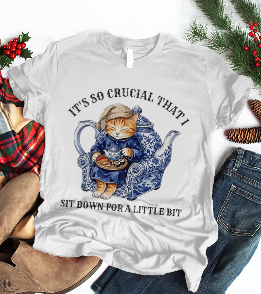 It's So Crucial That I Sit Down For A Little Bit Teapot Nap Cat T-Shirt