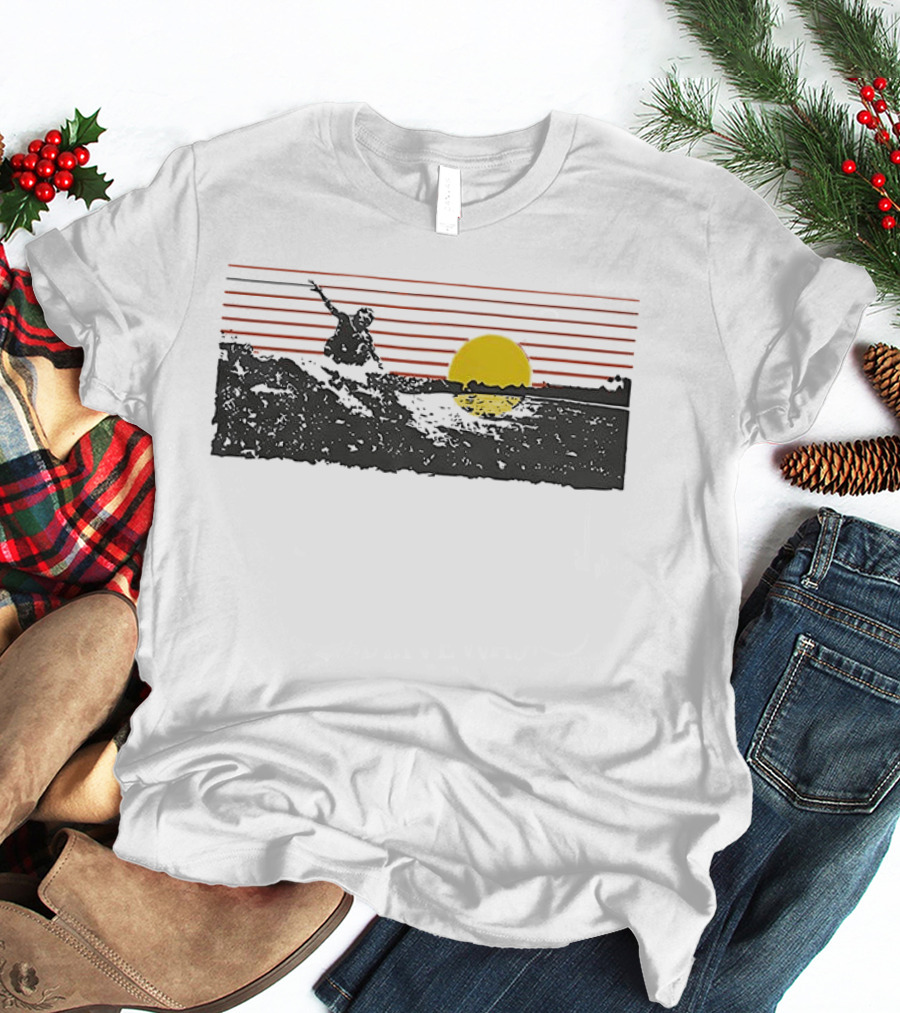 Sunset Surfer Retro Wave Yellow Sun Ocean Lines T-Shirt