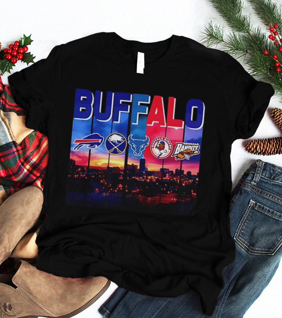 Buffalo Bills Sabres Bandits Bridles City Skyline Sports Teams T-Shirt