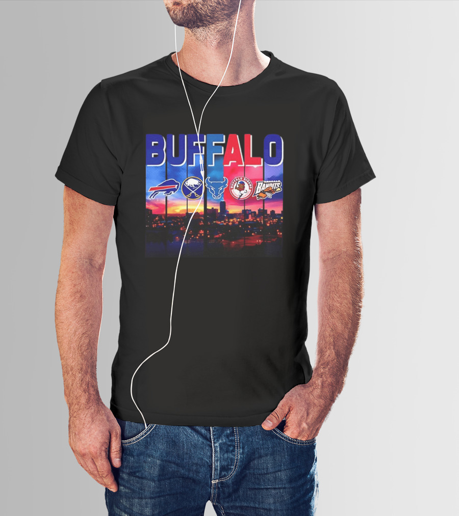 Buffalo Bills Sabres Bandits Bridles City Skyline Sports Teams T-Shirt