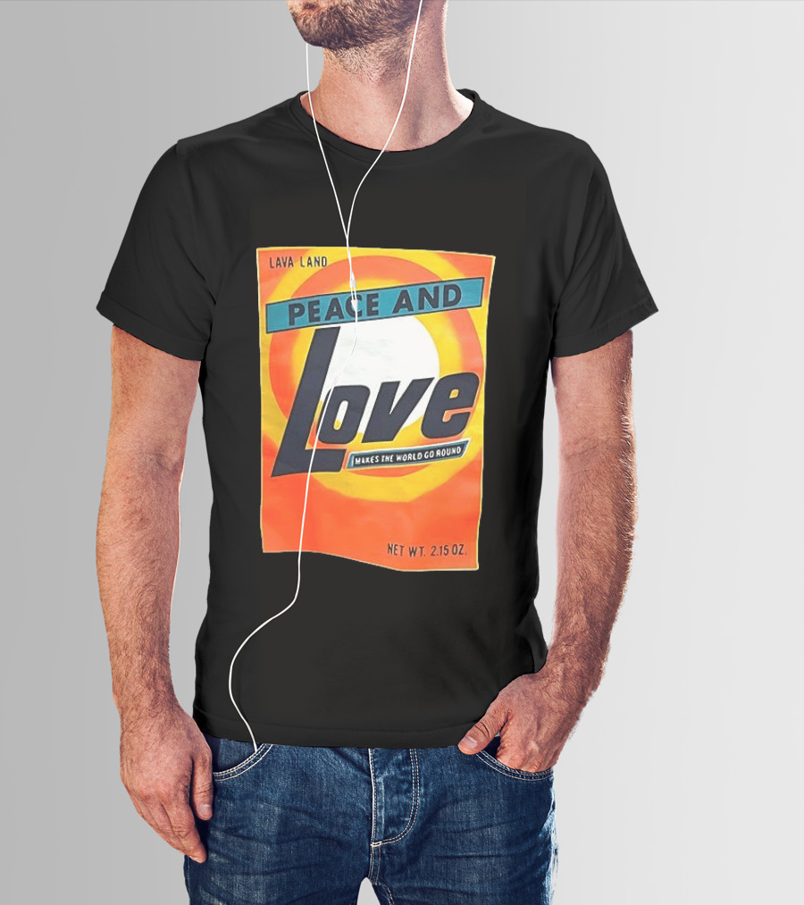 Peace And Love Makes The World Go Round Lava Land Retro Style 2.15 Oz T-Shirt