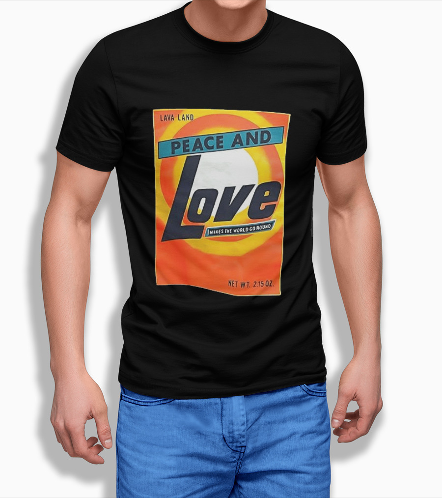 Peace And Love Makes The World Go Round Lava Land Retro Style 2.15 Oz T-Shirt