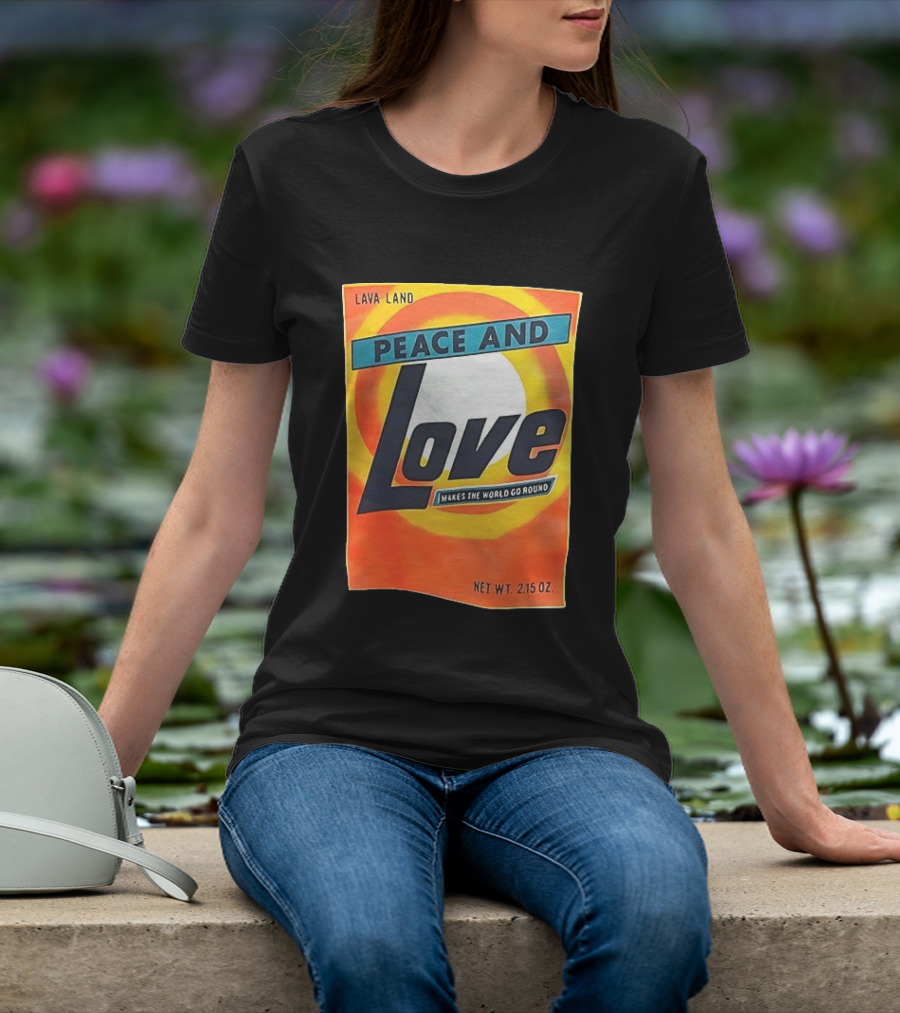 Peace And Love Makes The World Go Round Lava Land Retro Style 2.15 Oz T-Shirt