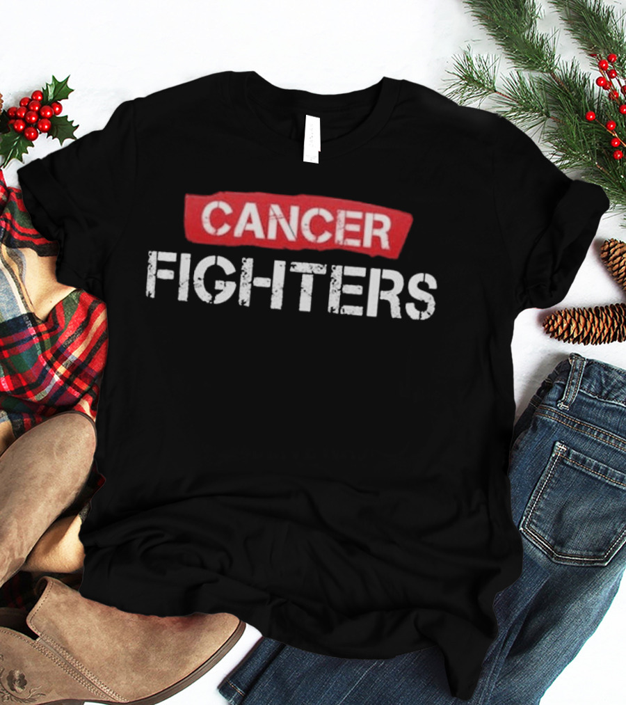 CANCER FIGHTERS Koszulka Bold Red White Block Letters T-Shirt
