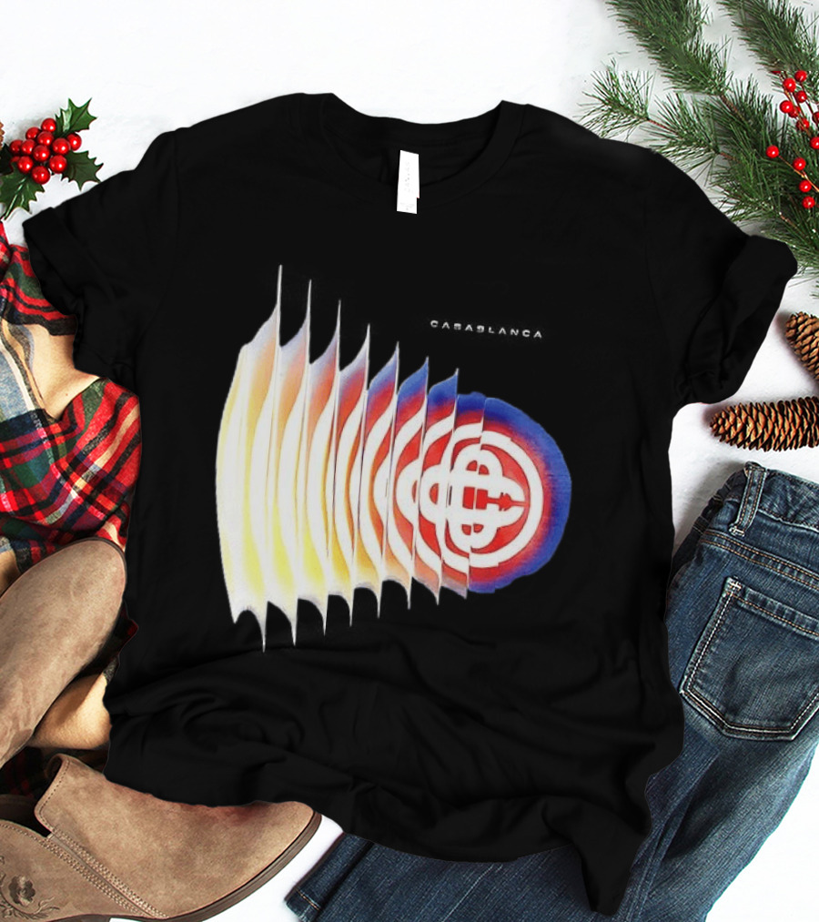Casablanca Shockwave Optical Illusion Pattern With Red Blue Yellow Layers T-Shirt