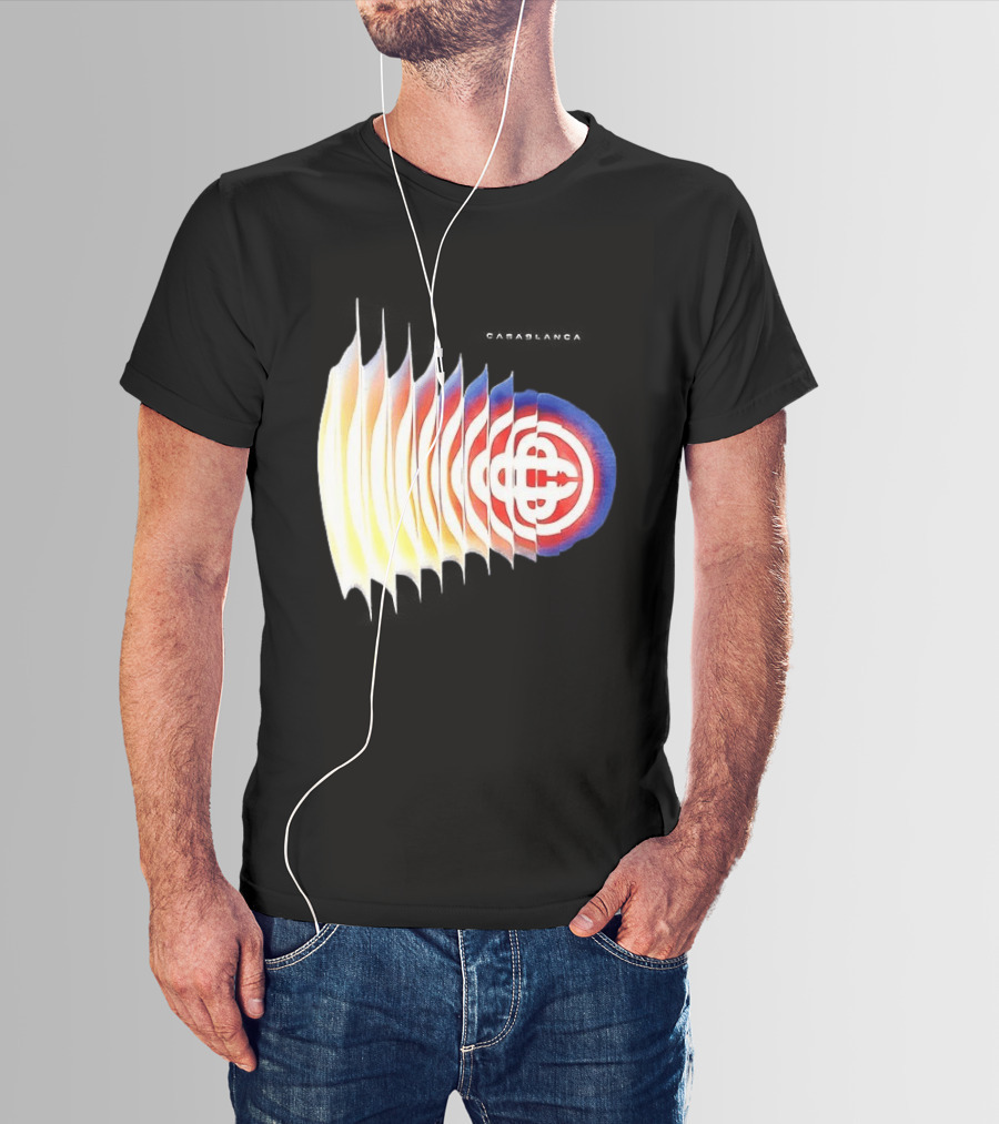 Casablanca Shockwave Optical Illusion Pattern With Red Blue Yellow Layers T-Shirt