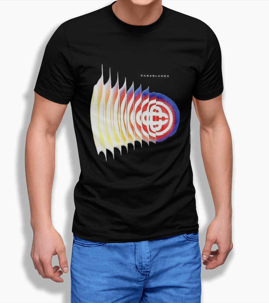 Casablanca Shockwave Optical Illusion Pattern With Red Blue Yellow Layers T-Shirt