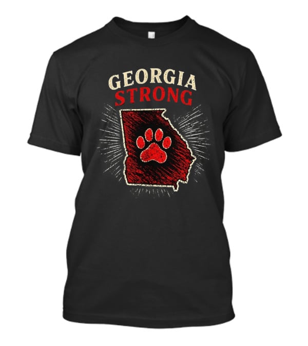 Georgia Strong Map Red Paw Print Inside State Shape T-Shirt
