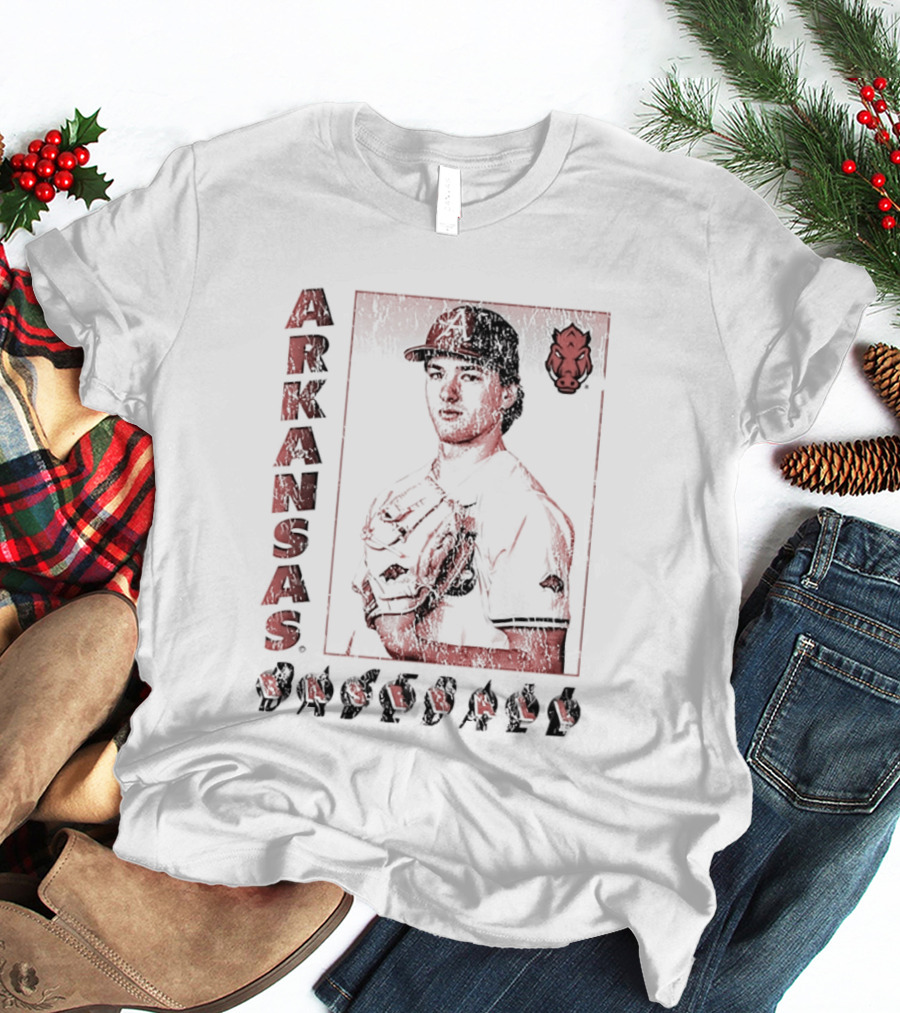 Arkansas Baseball Player With Razorback T-Shirt